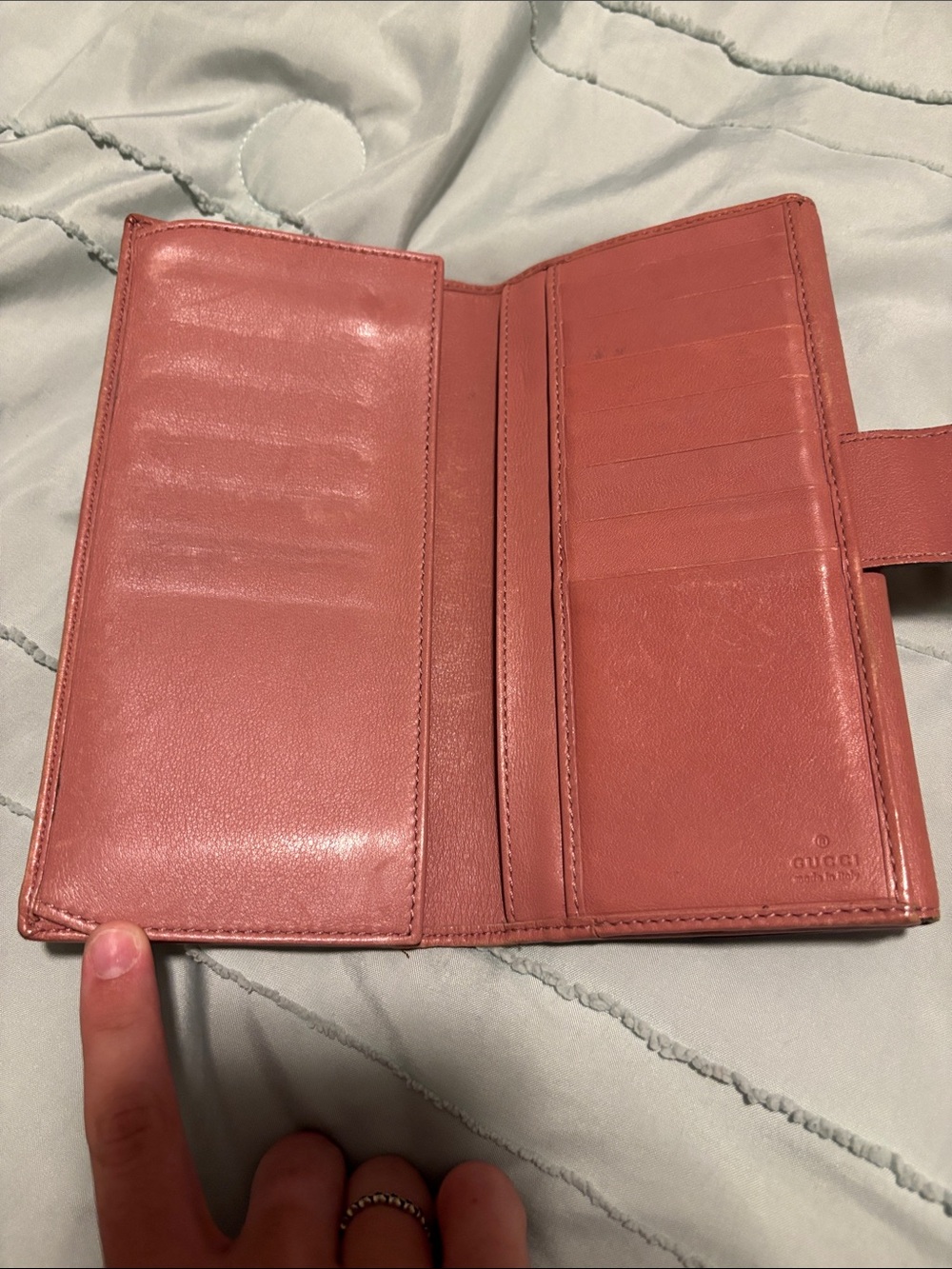 Gucci Brown Monogram Continental Wallet with Pink Trim and Gold Heart Plaque - Picture 8 of 12